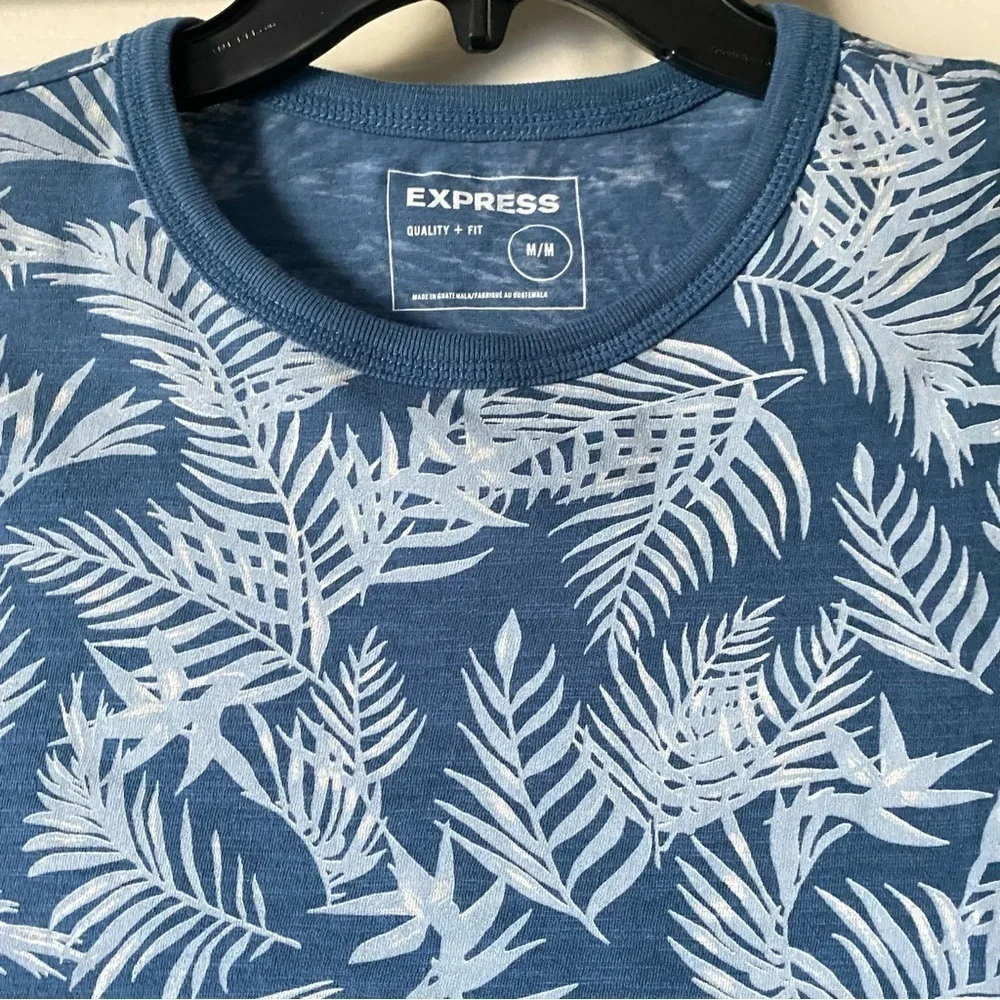 Express Palm Leaf Ringer Short Sleeve Shirt